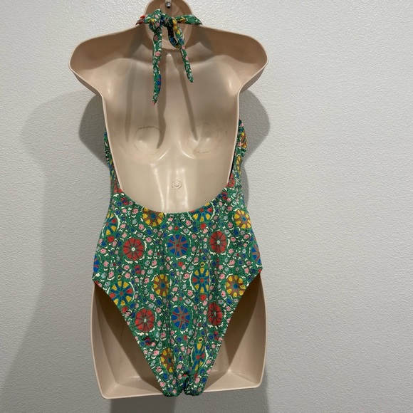 RHODE x Target "Zinnia" Halter One Piece Swimsuit High Leg Cheeky V-Neck Size XL - Picture 5 of 12